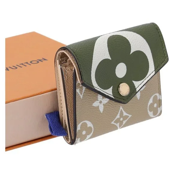Louis Vuitton M67640 Monogram Giant Portefeuille Zoe Khaki Trifold Wallet w Box - Picture 12 of 16